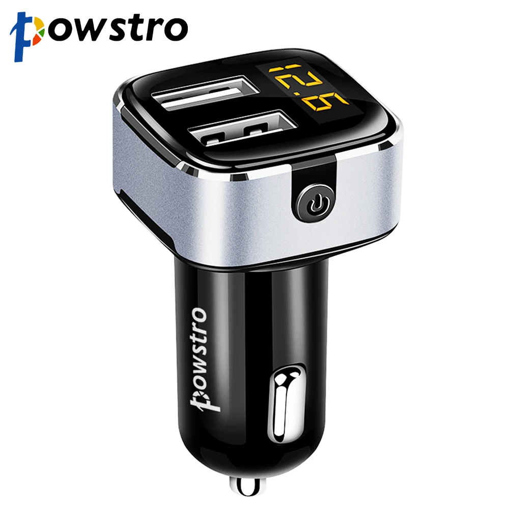 Powstro Мощность переключатель автомобиля Зарядное устройство 3.1A с 2 портами