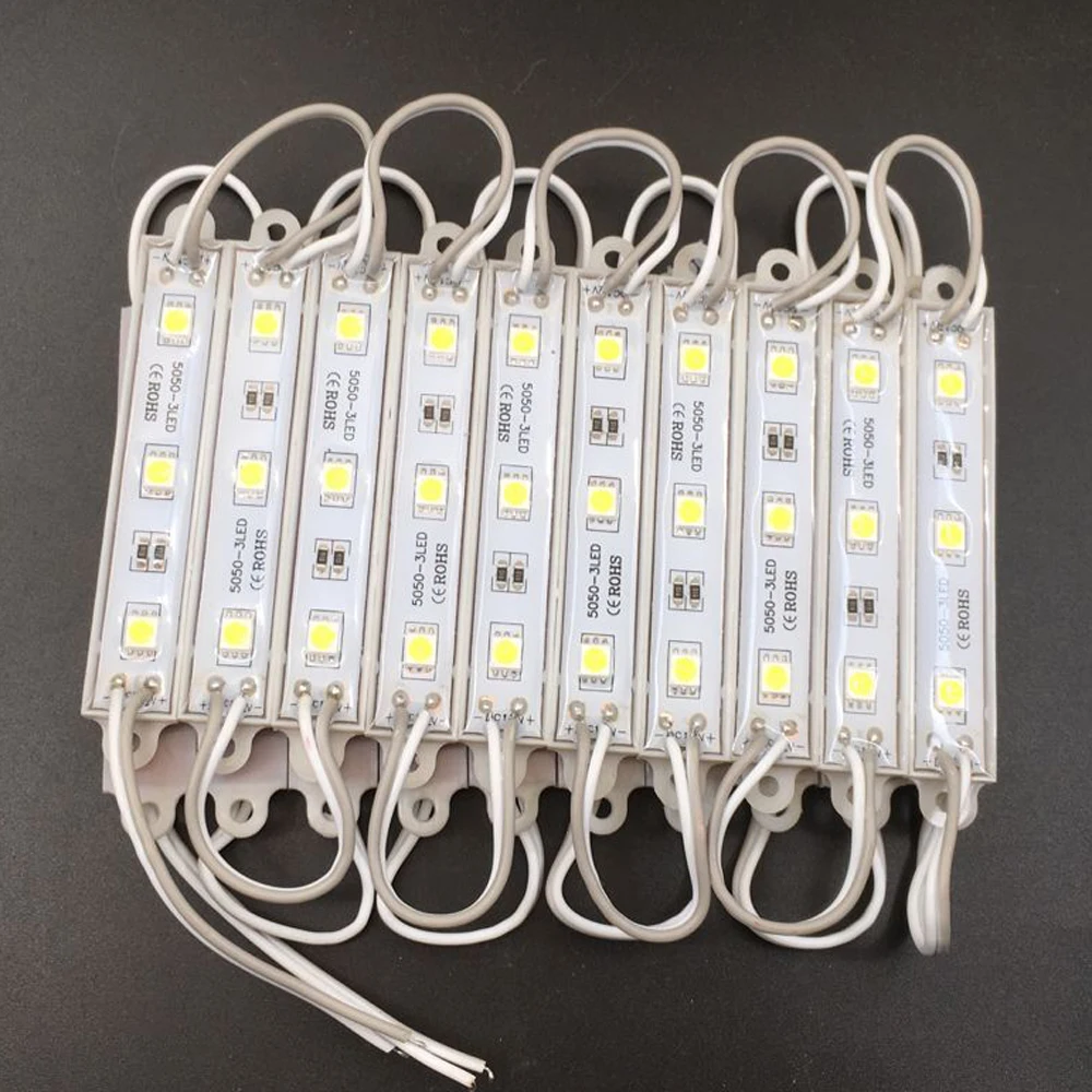20 шт 5050 SMD 3 светодиодный s модуль белый/теплый белый Водонепроницаемый световая