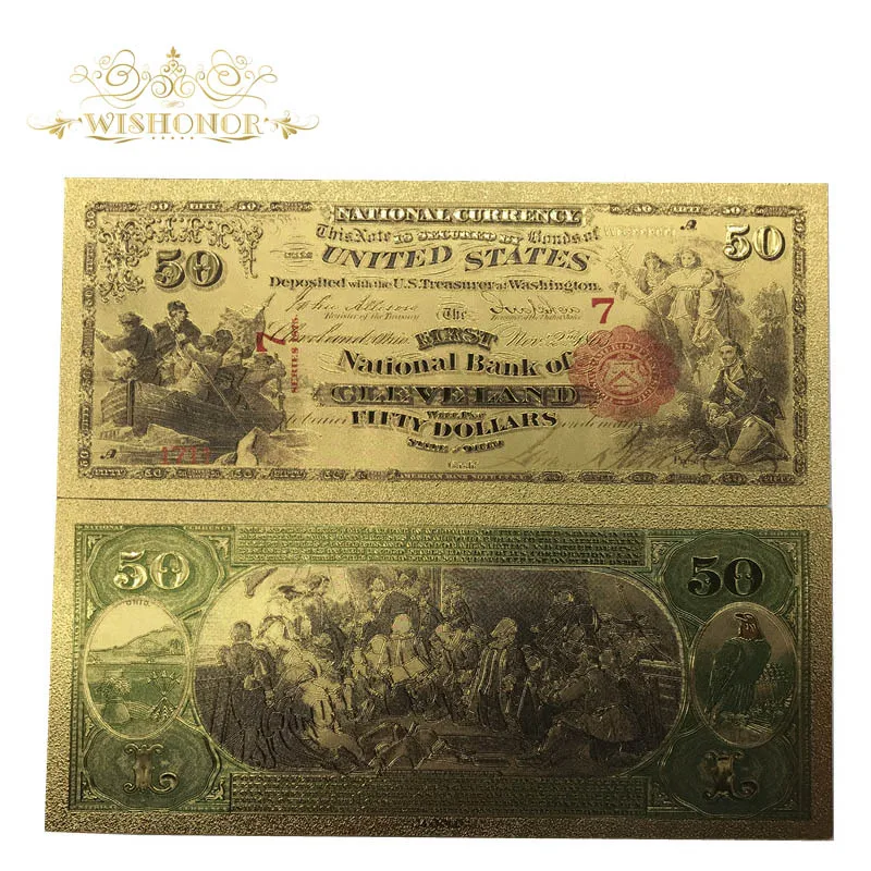 1875 год 50 долларов 24k Золотая банкнота домашняя декоративная поддельная монета