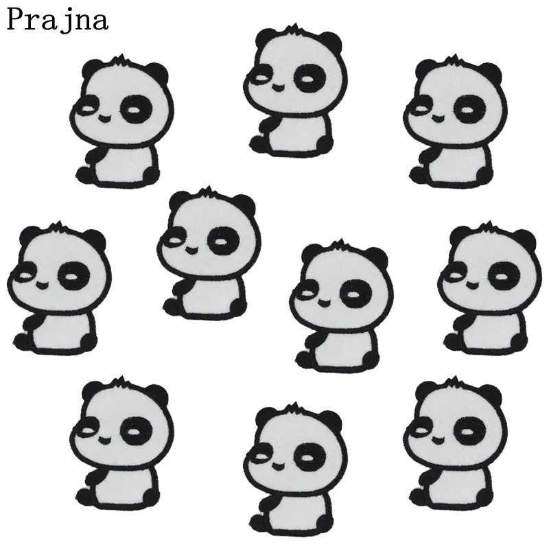 Prajna мультфильм панда патч утюгом вышитые патчи для одежды DIY наклейки дешевая