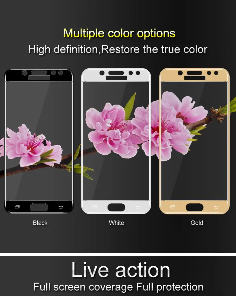 Закаленное стекло с полным покрытием для Samsung Galaxy S7 S6 Note 4 5 A3 A5 A7 J3 J5 J7 2016 2017
