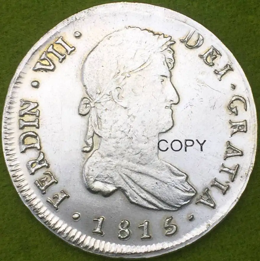 

Chile 1815(FJ) 8 Reales -Fernando VII Brass Plating Silver Copy Coin
