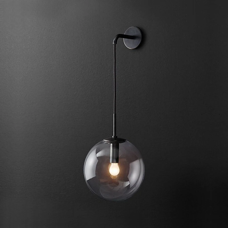 

Nordic Modern LED Glass Ball Bathroom Mirror Beside Wall Lamps American Retro Wall Sconce Wandlamp Decorate Wall Light Fixtures