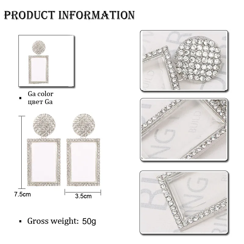 

LEADERBEADS ZA Trendy Crystal Geometric Earrings For Wedding Party Gift Jewelry Luxury Crystal Dangle Earrings Women Accessories