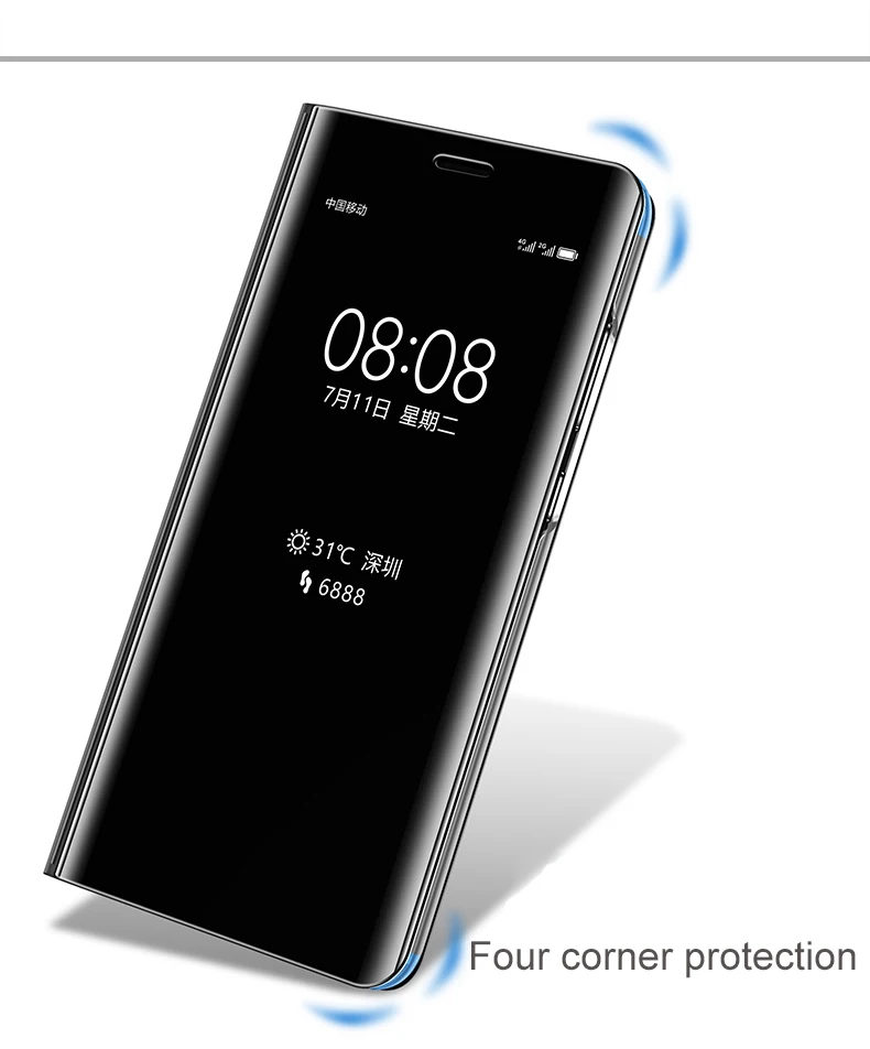 Smart mi rror флип чехол для спортивной камеры Xiao mi Red mi Примечание 7 5 6 K20 Pro 4X 5A 6A 5 Plus S2 кожаный чехол для mi 9T 9 F1 8 SE A1 A2 mi x 2 Чехол