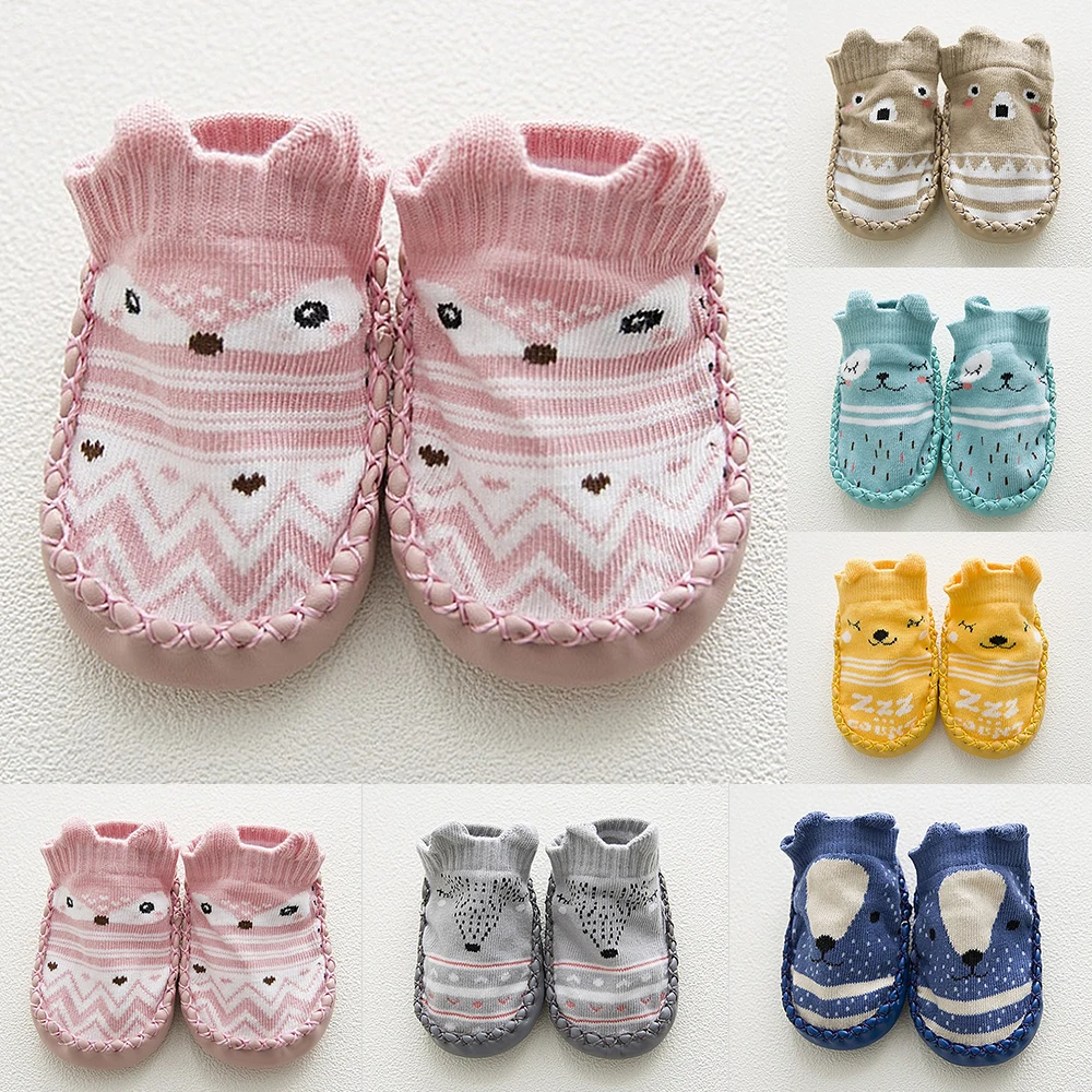 Детские противоскользящий для дома носки младенцев Вязание из искусственной