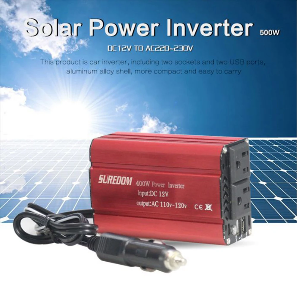 400 Вт Dc12v к Ac110v 220 В Солнечный автомобильный преобразователь инвертор двойной usb
