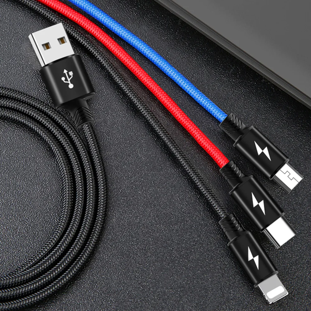 Rovtop 3 в 1 USB кабель несколько устройств телефон разъем зарядное устройство Шнур с Micro usb type C совместим с сотовые телефоны, планшеты