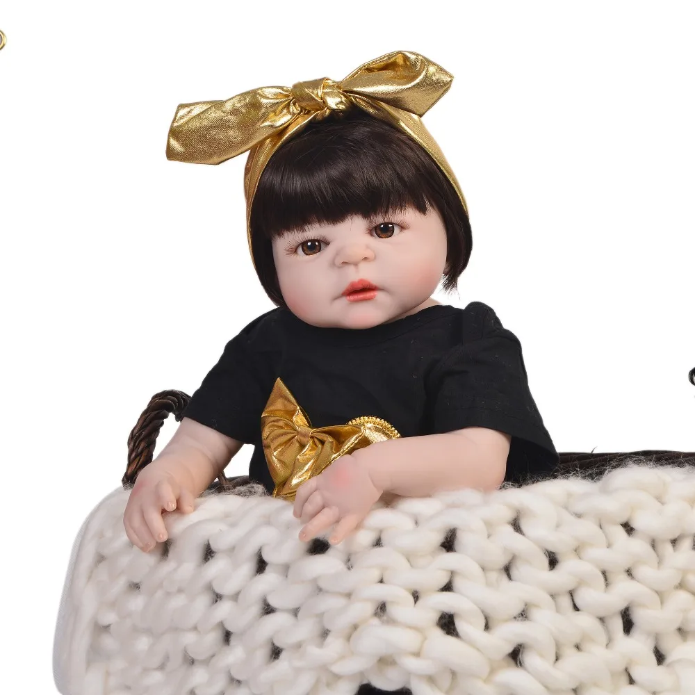 KEIUMI 57 см модные куклы Reborn для маленьких девочек силиконовый винил с полным