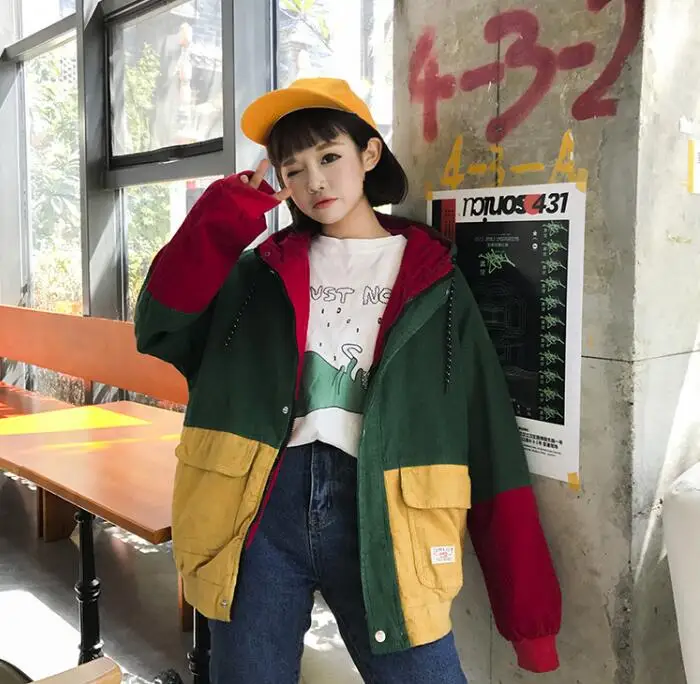 В стиле хип-хоп толстовка с капюшоном Свободная куртка женская зимняя