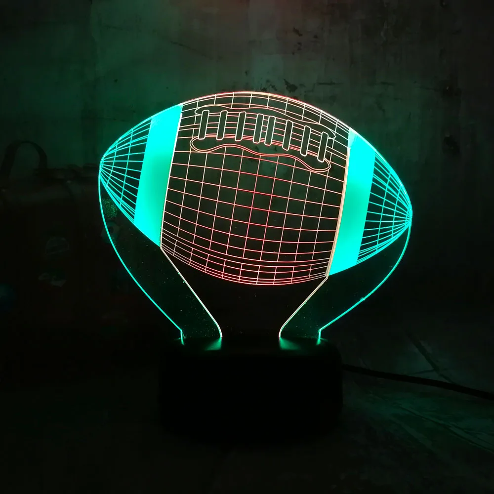 Новинка спортивный стиль 7 смешанных цветов футбол 3D светодиодный ночник