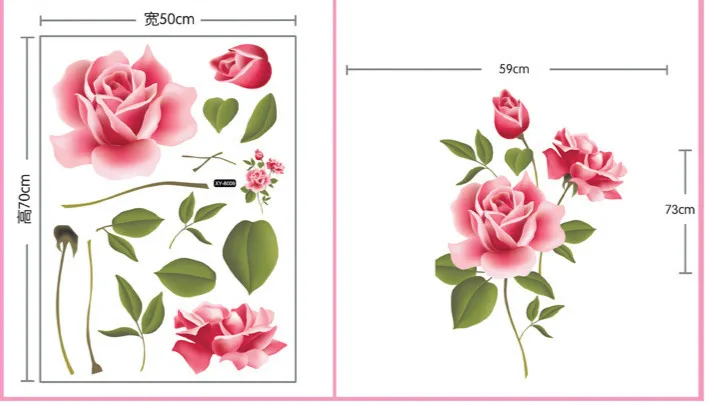 

Decoration Maison One Piece Flower PVC Wall Decor Stickers Living Room Bedroom Sofa Classic Rose Home Decoration Accessories