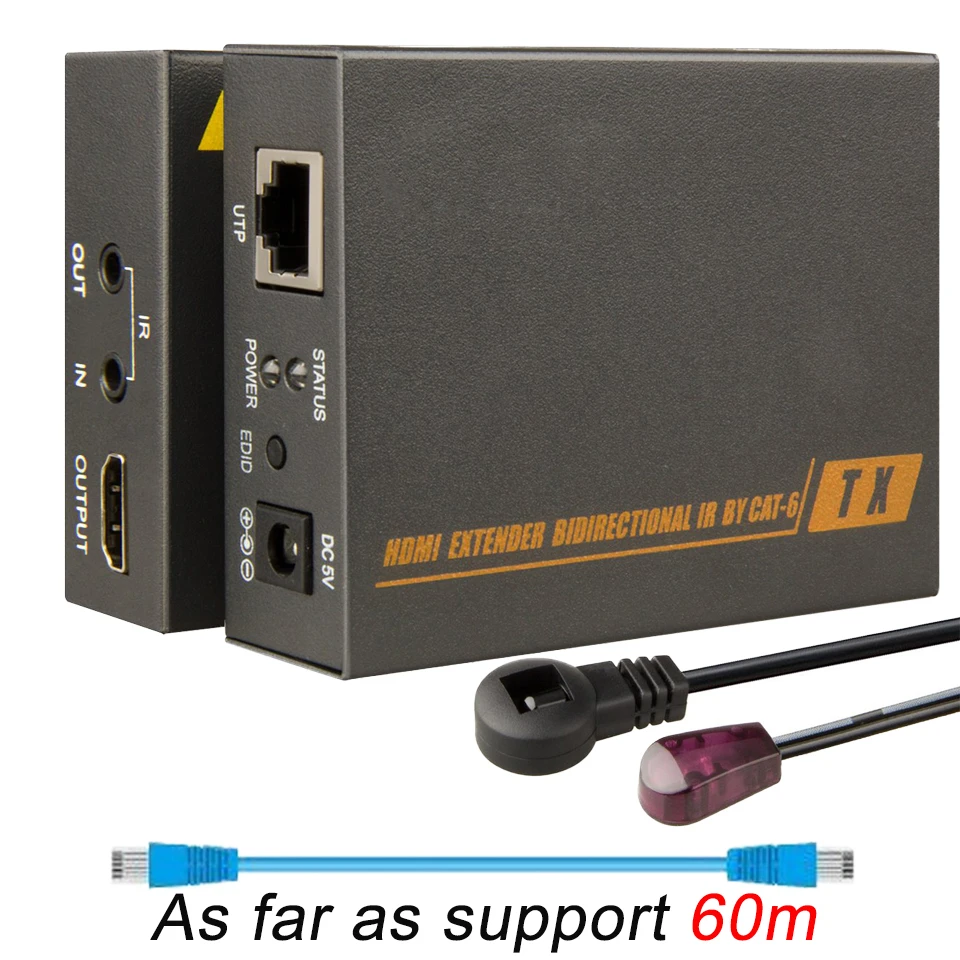 1080P 60 м HDMI удлинитель HDMI ретранслятор через Cat6 Cat7 Ethernet кабели с ик функцией RJ45 передатчик TX/RX HDMI удлинитель петли