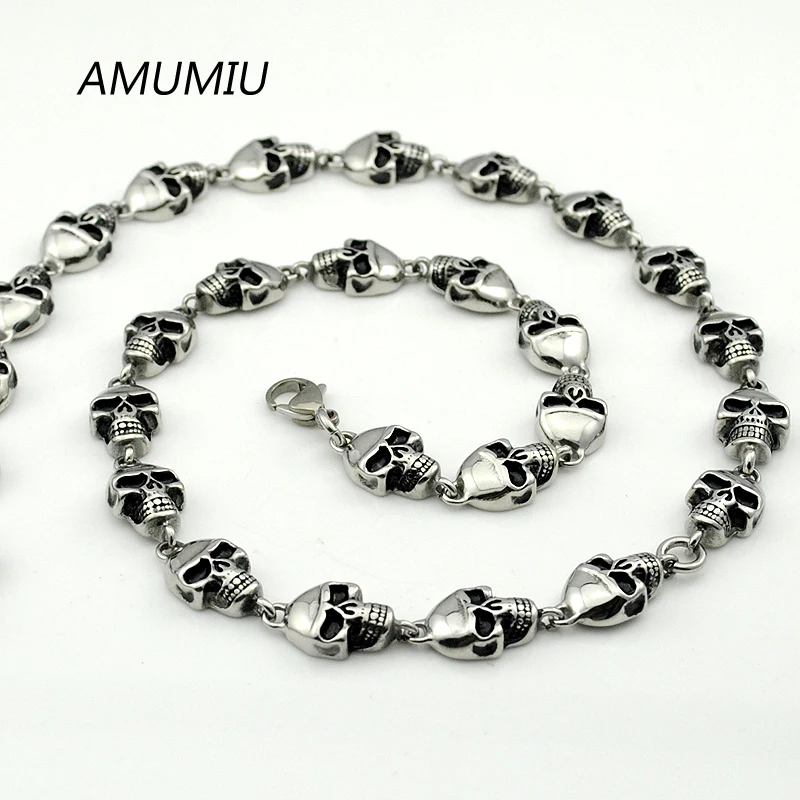 Мужская цепочка с черепом AMUMIU из нержавеющей стали 60 см 10 мм ювелирное изделие в