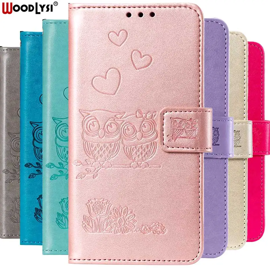Кожаный чехол книжка с объемной совой для Huawei P30 P20 P10 P9 Mate 20 10 30 Lite Pro Y5 6Y II Y7 2019 Honor 8X 8