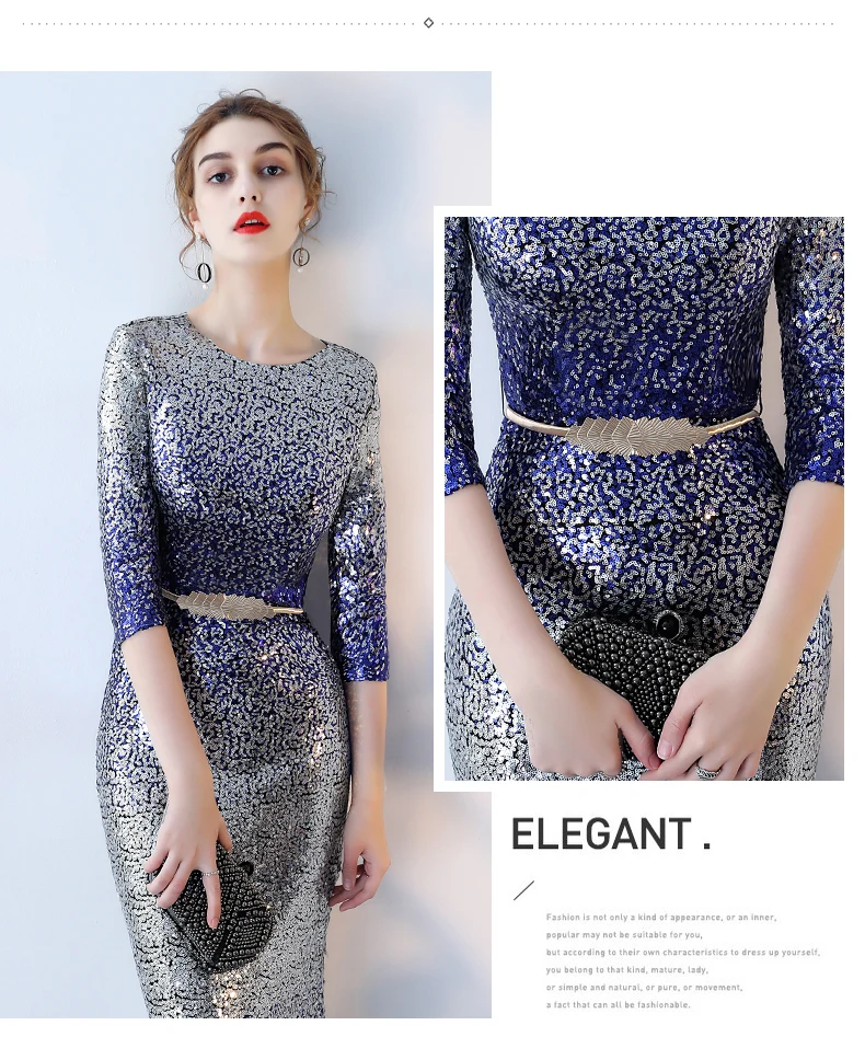 Robe De Soiree Русалка Вечерние платья с рукавами блестками длинное торжественное