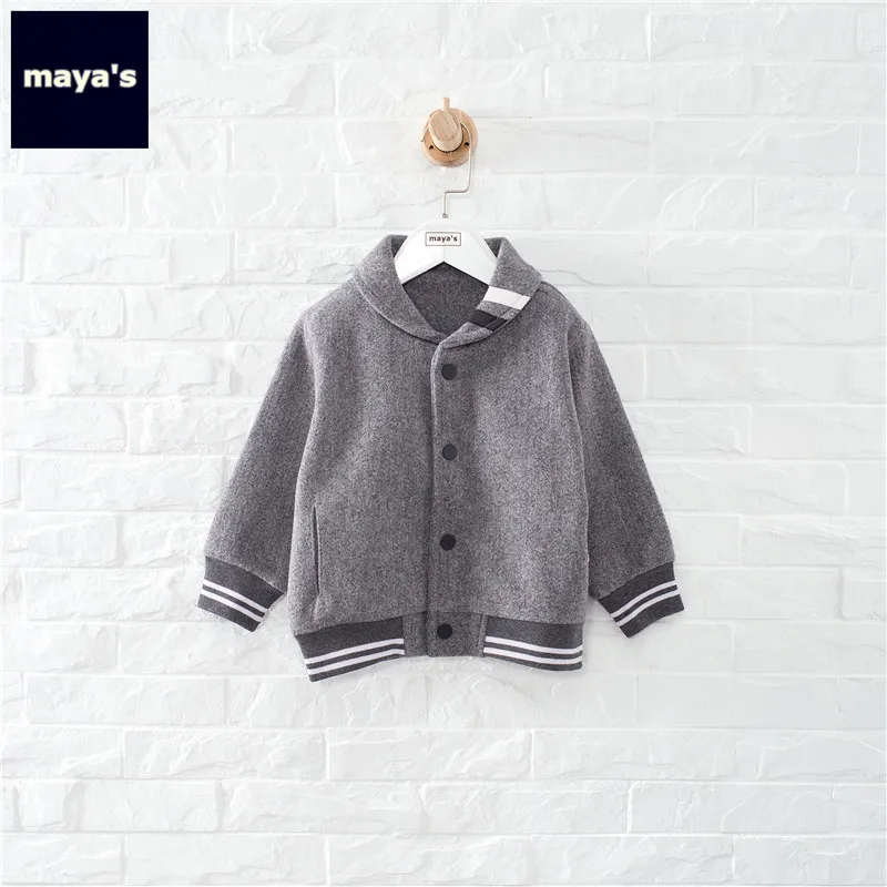 01 Grey Mayas/модное серое теплое весеннее пальто для мальчиков Новая мягкая повседневная детская куртка с длинными рукавами базовая уличная утепленная верхняя одежда на пуговицах 92104 - Цвет: 01 Grey