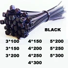 Самоблокирующиеся Кабельные стяжки, пластиковые нейлоновые стяжки для проводов, кабельные стяжки 3*100 3*150 3*200 4*150 4*200 мм, 100 шт., нейлоновые стяжки, крепежные петли для кабеля