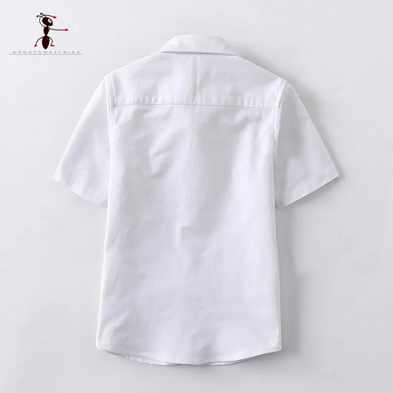 Кунг Фу АНТ 2019 лето осень Мальчики белая синяя блузка хлопок школьная рубашка