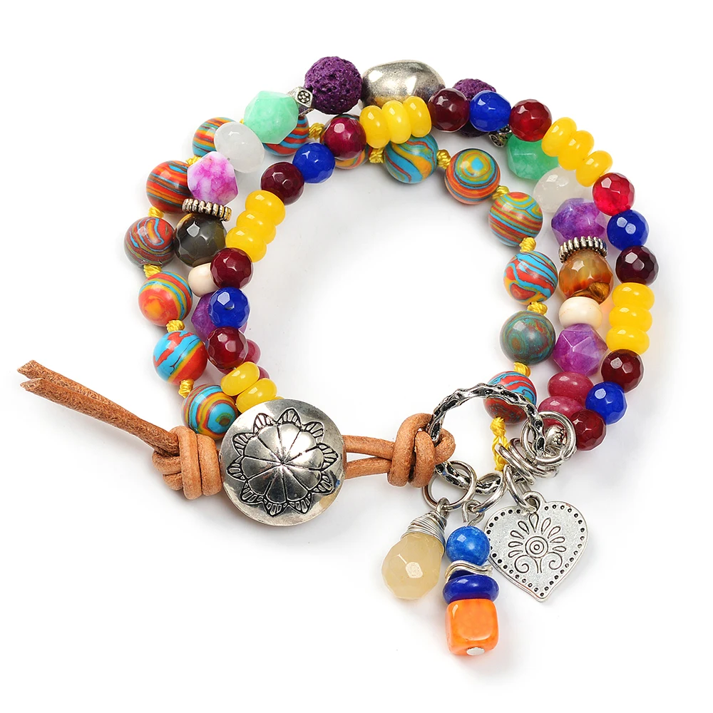 Креативные ювелирные подарки ручной работы 3 нити Смешанные браслеты из