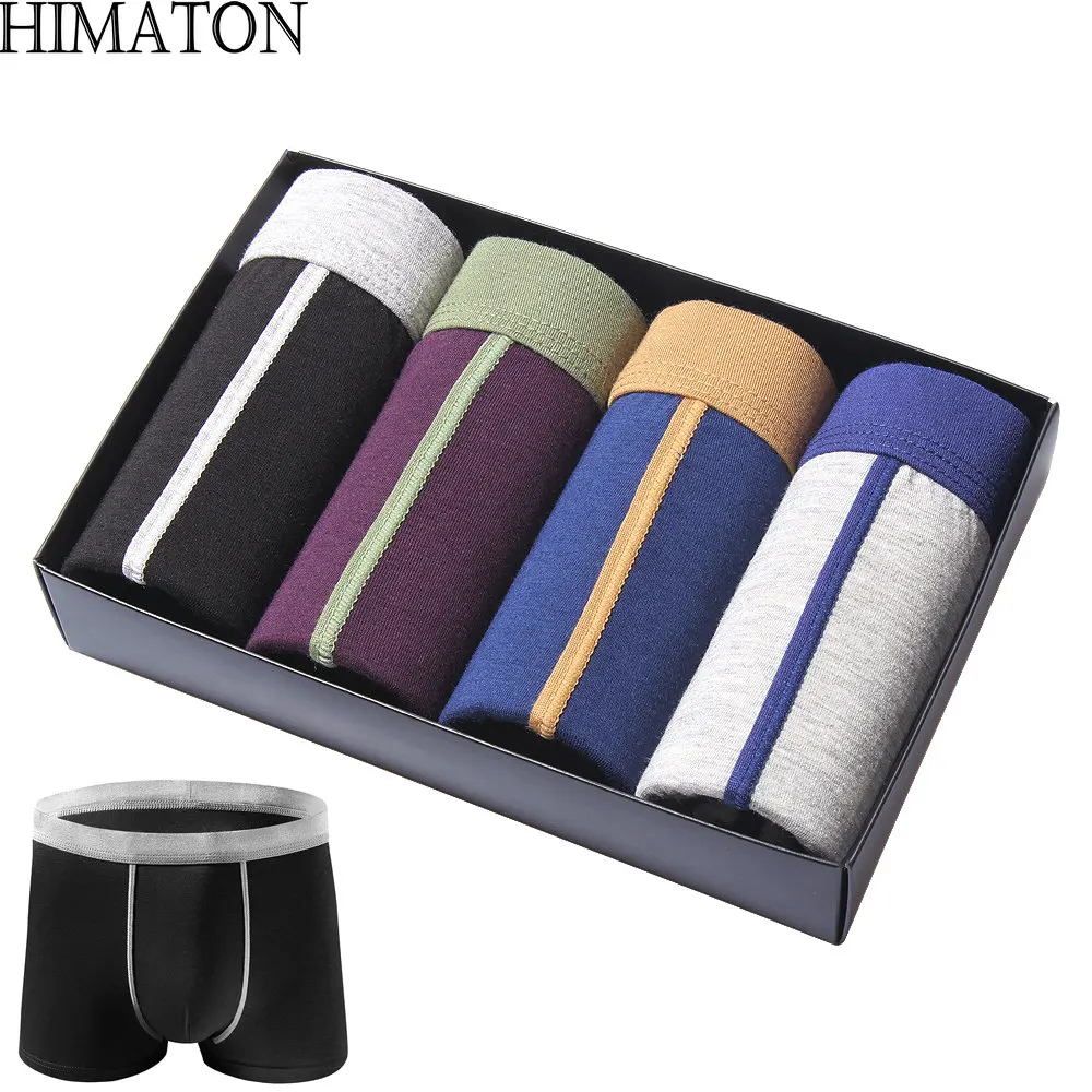 Himaton высокое качество мужское нижнее белье боксеры хлопковые шорты Cueca Homme