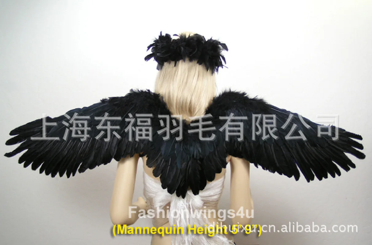 Крылья из черных перьев крылья ангела реквизит для косплея 110*30 см можно свободно