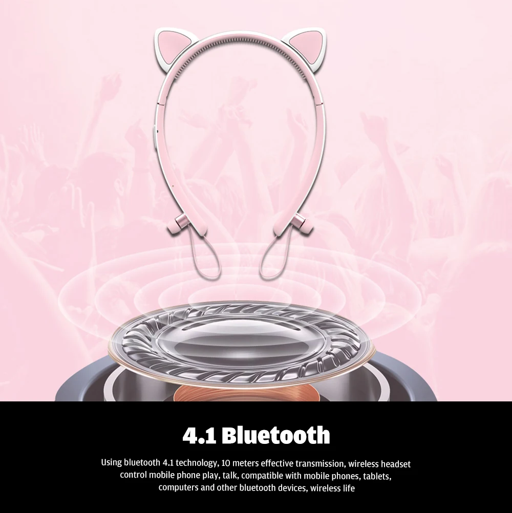 Padmate X9b для девочек с милыми кошачьими ушками повязка на голову Bluetooth Музыка наушники-вкладыши с дыхательным светом для девочек день рождения девушки