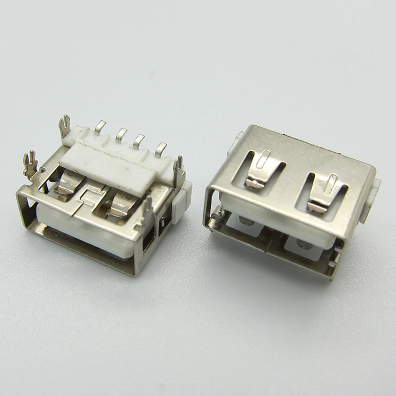 

100pcs High Quality USB2.0 Connector Female Short Body usb2.0 A Mother 10.0 short body 6.8 High White Plastic Four Feet Patch