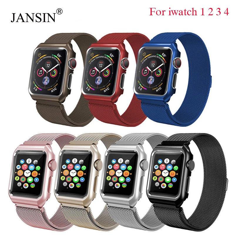 Корпус+ Миланская петля для Apple Watch 38 мм 42 мм 40 мм 44 мм ремешок из нержавеющей стали iwatch series 4 3 2 1 браслет металлический ремешок