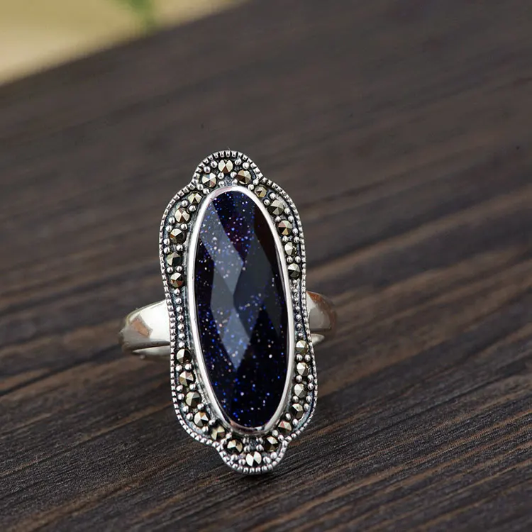 black stone ring FNJ 925 Серебряное черное кольцо модное зеленое халцедон S925 Стерлинговое Тайское Серебро Кольца для женщин ювелирные изделия регулируемый размер - Цвет основного камня: black stone ring