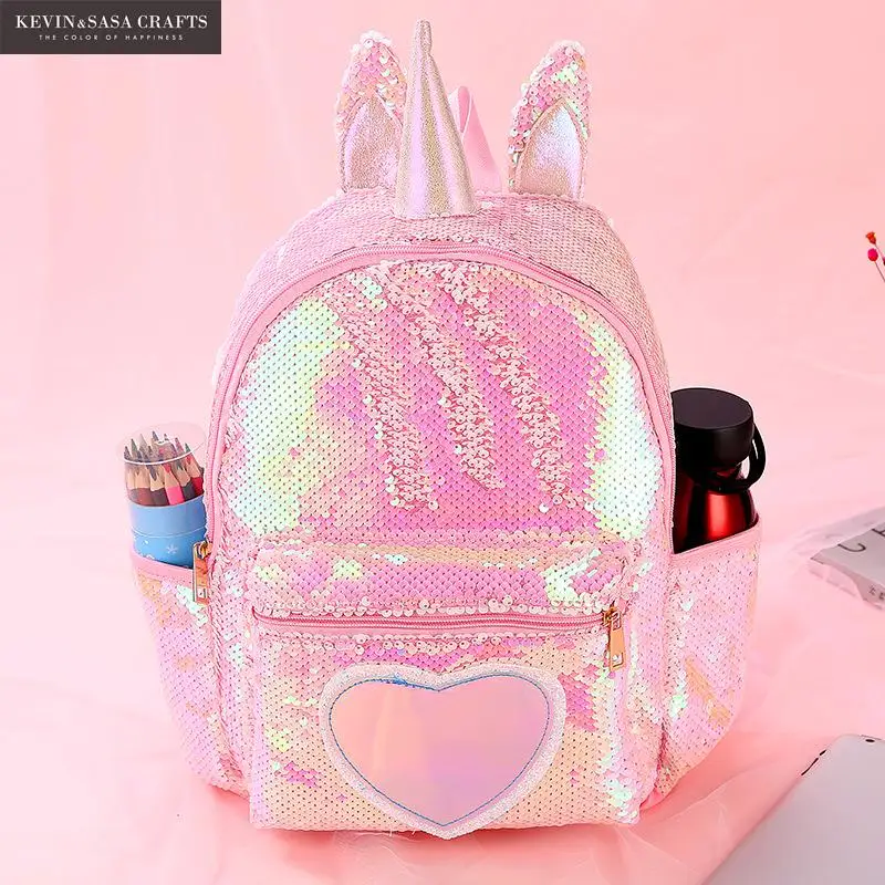 Детская школьная сумка с единорогом двухсторонние школьные принадлежности