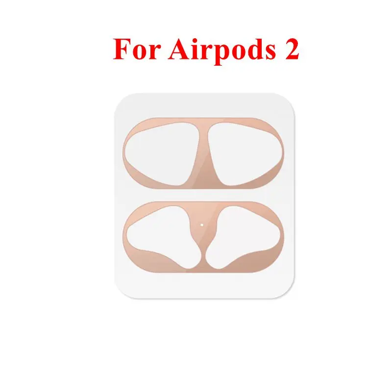 Pink For Airpods 2 Металлическая пыль гвардии для Airpods 2 чехол Bluetooth Беспроводной наушники чехол пылезащитное ультра-тонкий металлический для Airpods фильм Стикеры - Цвет: Pink For Airpods 2