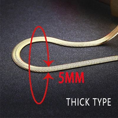 Width 5MM 14 к чистое золото Ожерелье «лезвие» плоское тонкое зеркало змеиная кость широкая цепочка ключицы для женщин и мужчин подарок подлинное ювелирное изделие Лидер продаж хорошее - Цвет камня: Width 5MM