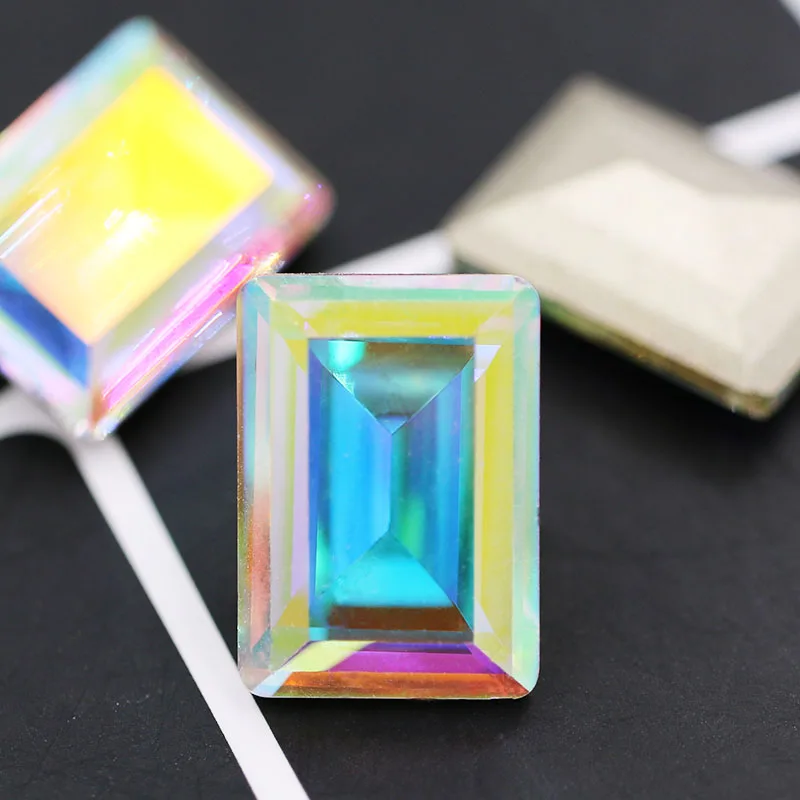AB Color 10x14 мм прямоугольные хрустальные стразы k9 для дизайна ногтей одежда ожерелье серьги аксессуары - Цвет: AB Color