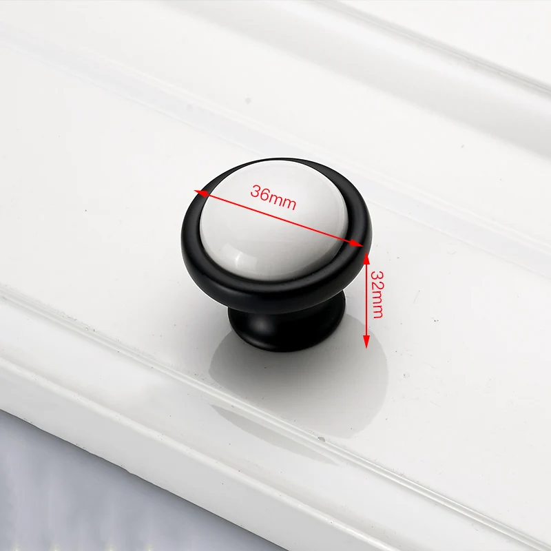 Ручки для шкафа KAK керамические чёрные и белые