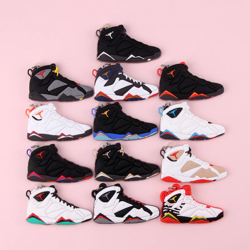 Брелок Новые экзотические мини Jordan 7 ретро обуви ключевая цепь Для мужчин и Для женщин детские подарочные брелки на баскетбольных кроссовок ключ держатель Porte Clef