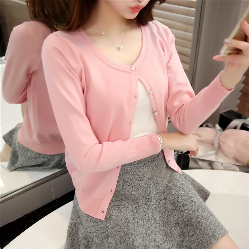 

2614 new low neck sweater making Korean color loose candy colored cardigan