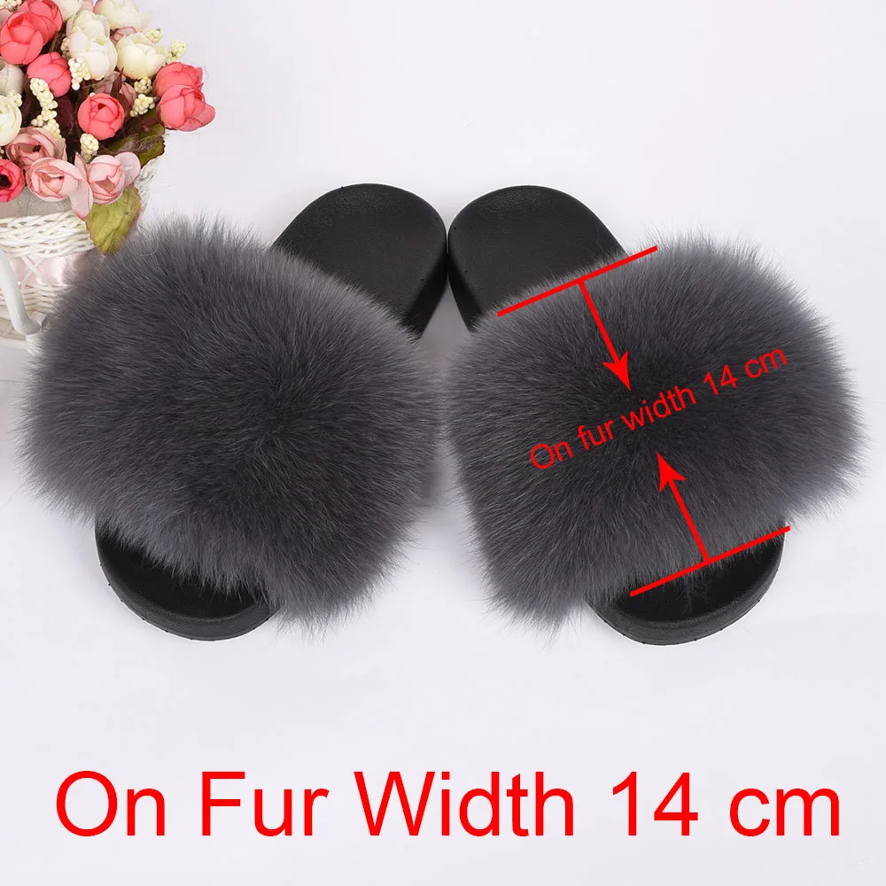 Dark Grey 14cm Женские шлепанцы из натурального Лисьего меха на 14 см; летние шлепанцы; модные стильные шлепанцы наивысшего качества; /розничная ; S6018W - Цвет: Dark Grey 14cm