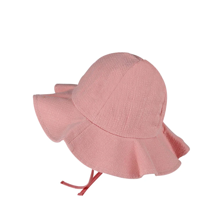 Pink Spring Модная детская шляпа от солнца, летняя хлопковая Панама, детская пляжная шапочка с широкими полями для девочек, розовый/белый цвет, 1 шт - Цвет: Pink Spring