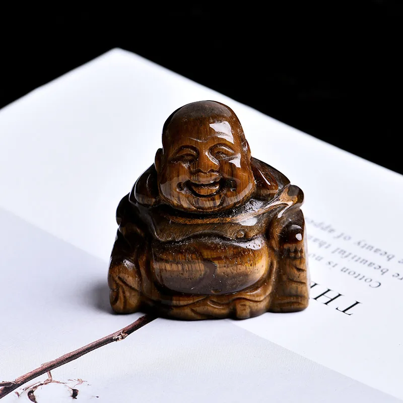 Tiger Eye Stone 1 шт религиозные повезло статуи Будды Майтреи украшения резьба дом украшение дома фэн-шуй Будда украшение коллекции Art - Цвет: Tiger Eye Stone