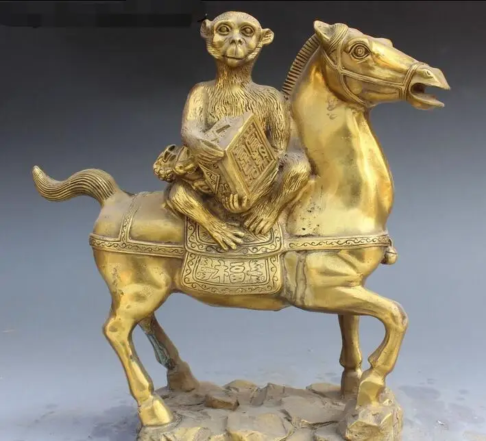 10 &quotКитай Бронза Фэн-шуй&quot Король Обезьян &quotДержать Уплотнения Ездить Лошадь