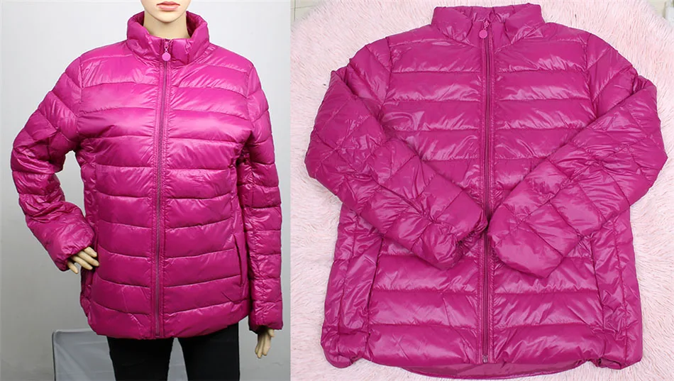 mei red Большой Размер 4XL 5XL ультра-светильник Женская куртка из хлопка модная уличная бейсбольная куртка зимняя повседневная ветрозащитная верхняя одежда - Цвет: mei red