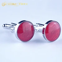 red carbon fiber cufflinks round shirts cuff link for men silver plated cufflink new design for costume onlyart jewelry