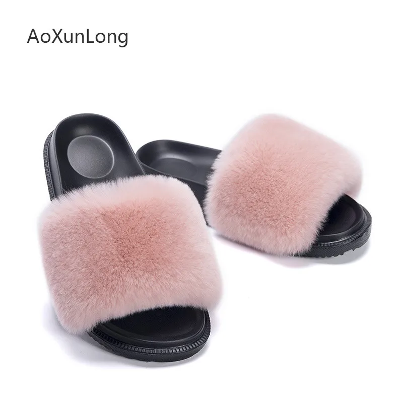 Женские меховые тапочки удобная обувь для всех сезонов домашние Тапочки