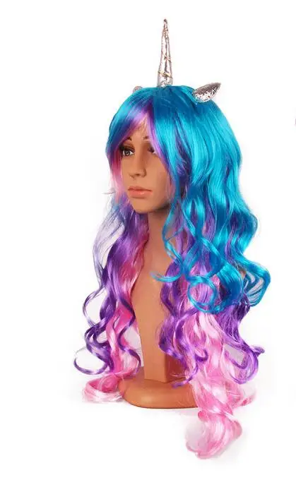 50 шт. DHL пони Радуга Дэш Косплей цветные синтетические волосы шляпы для вечеринки