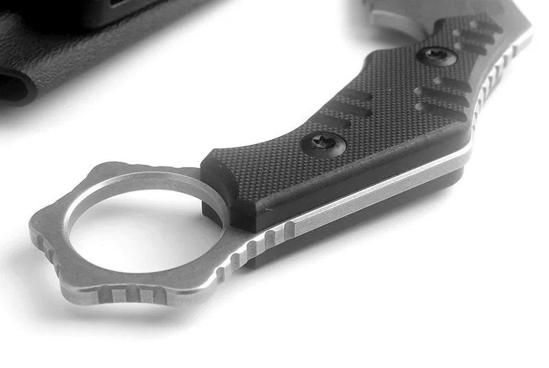 Нож KKWOLF karambit с фиксированным лезвием, высокопрочный охотничий нож из AUS-8 стали, черный, G10, EDC, походные тактические инструменты для выживания