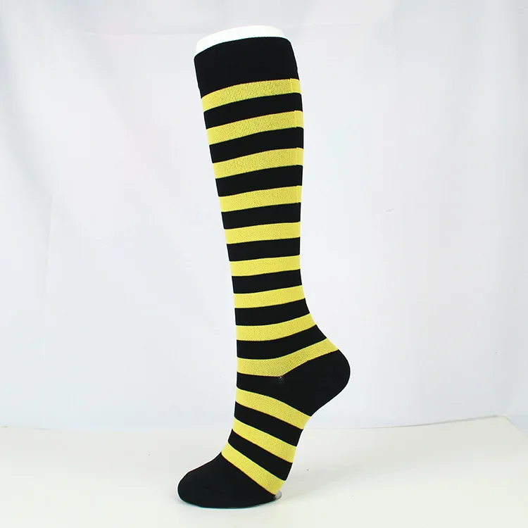 black yellow stripe Brotock медицинские компрессионные чулки давление спортивные носки хлопок волнистые точки толстый состав спортивные дышащие эластичные носки - Цвет: black yellow stripe