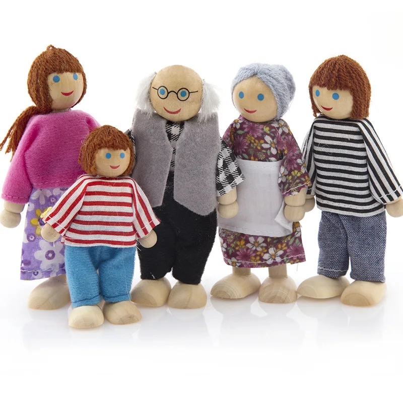 7 деревянных кукол для семьи лучшие детские игрушки милый дом играющая кукла