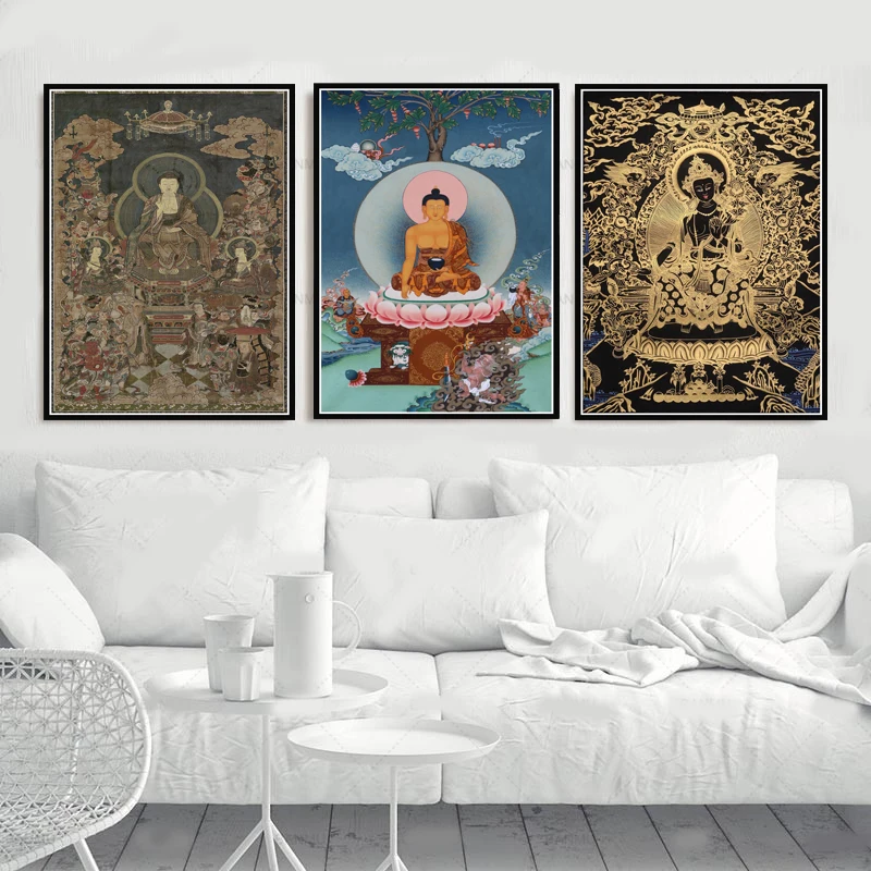 Постер в стиле классического фильма Sakyamuni Thangka Будда картина маслом холст