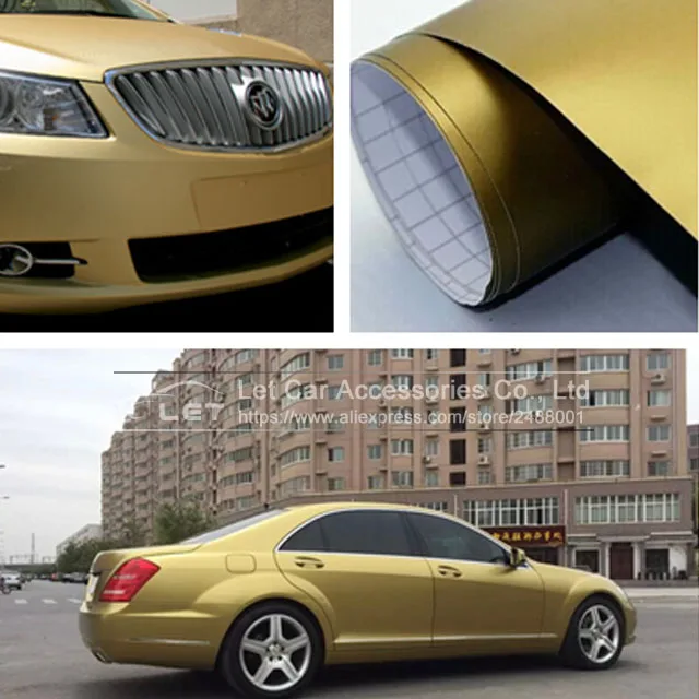 Высококачественный Стайлинг автомобиля матовая Золотая наклейка на корпус